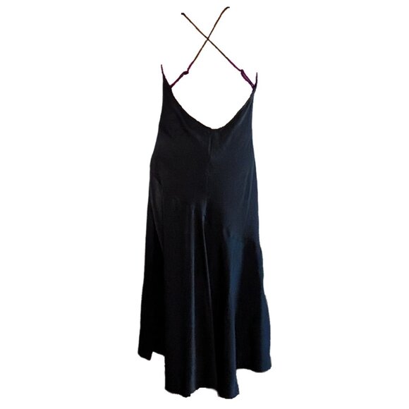 NWT Banana Republic Asymmetrical Seam Midi Slip Dress Black Size 14 - Picture 2 of 4